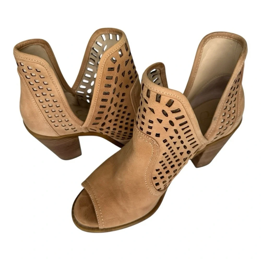 Jessica Simpson Cherrell Open-Toe Leather Booties.Size 8.5